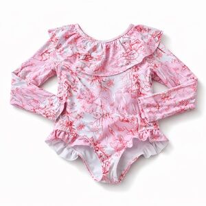 Girls Rashguard Ruffle Swimsuit